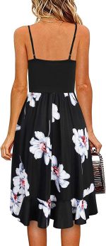 IHOT Casual Dresses for Women Sleeveless V Neck Floral Summer Beach Dress A Line Spaghetti Strap Sundresses with Pockets - Image 2